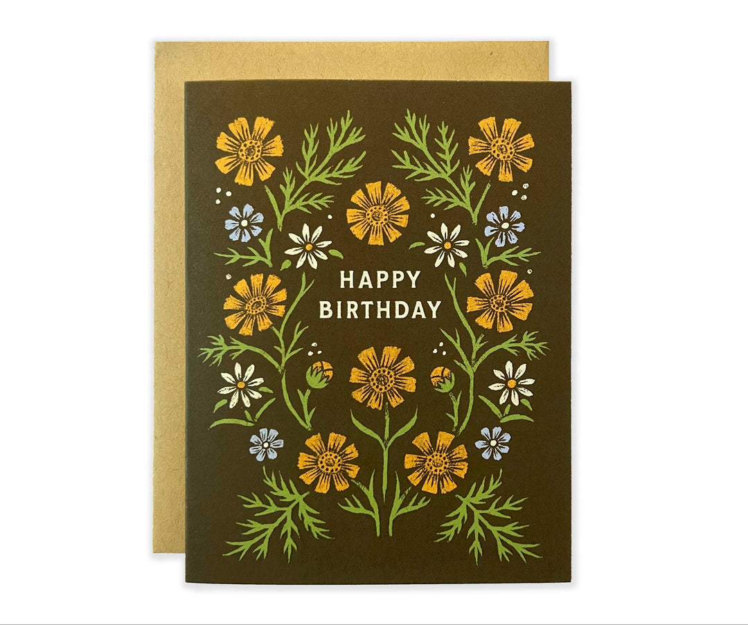 Happy Birthday Cosmos Flowers Greeting Card