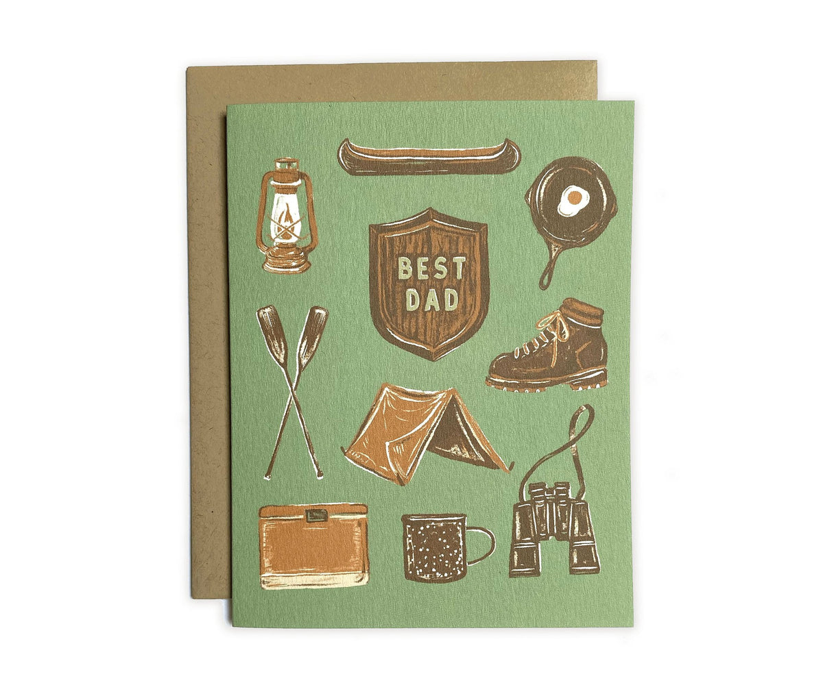 The Wild Wander&#39;s Best Dad Camp Greeting Card.