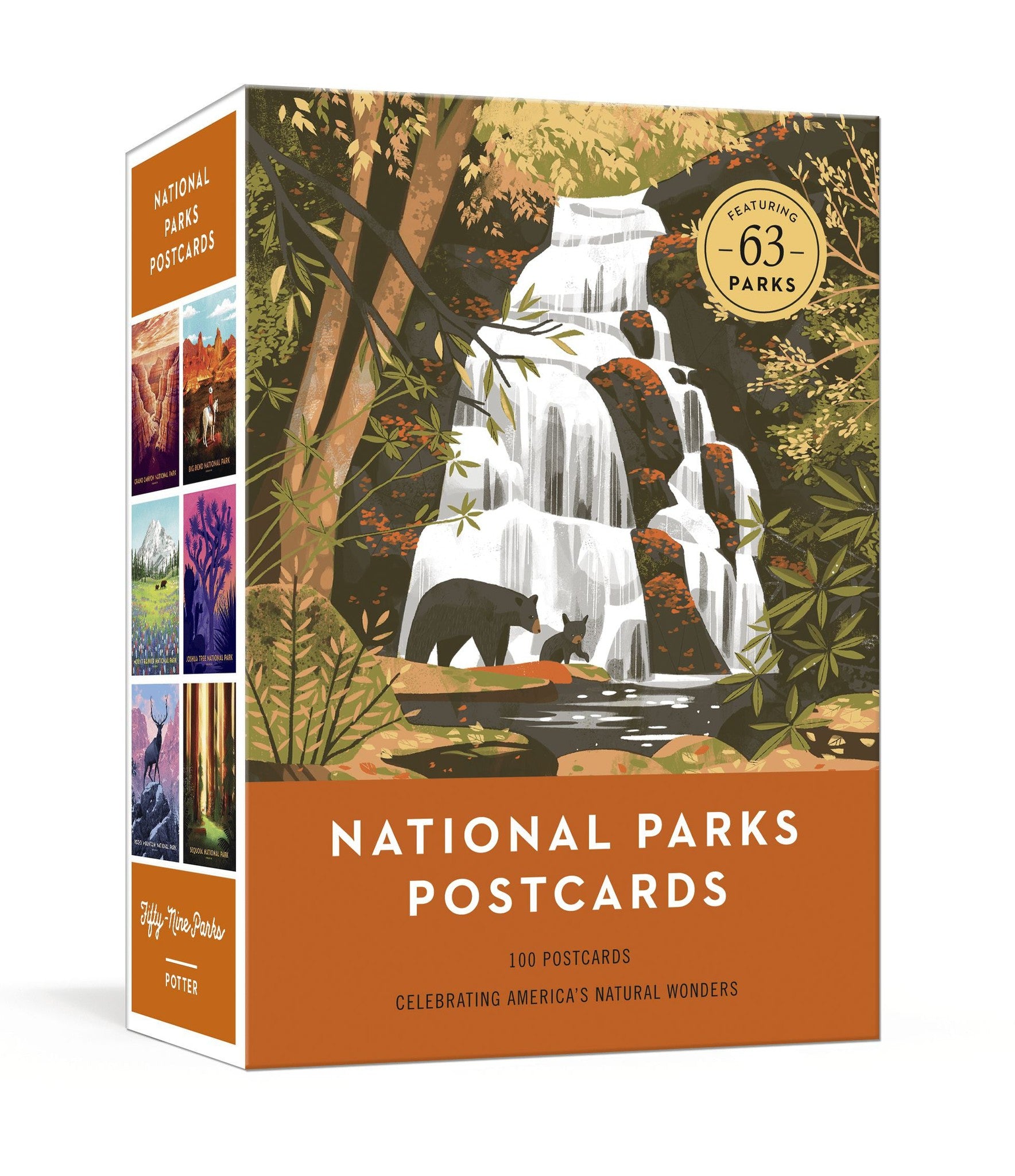 A box of Penguin Random House national parks postcards.
