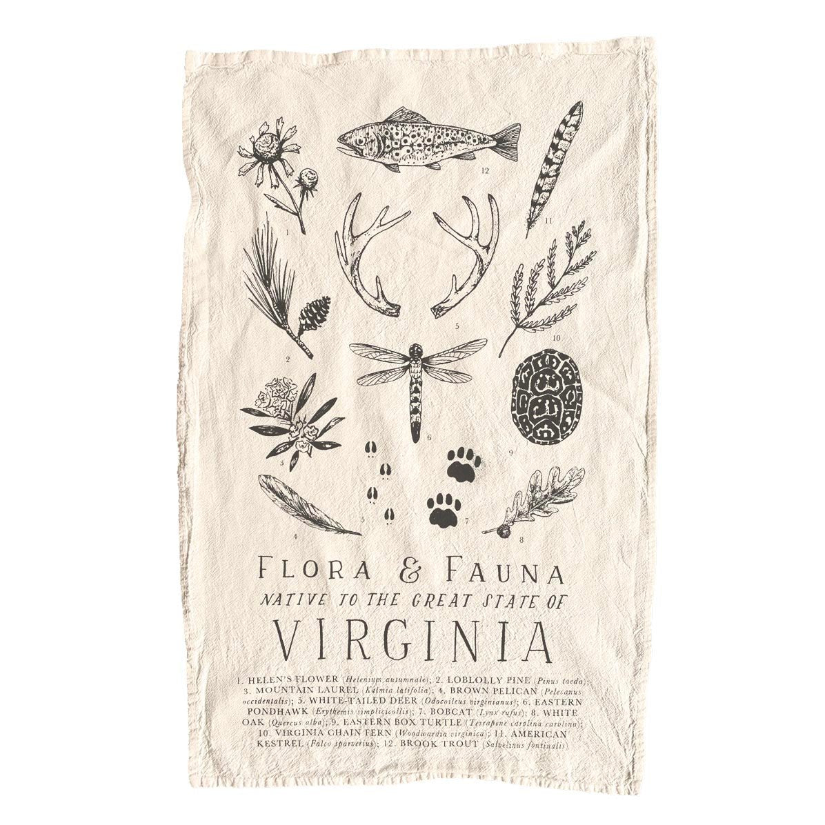 Virginia Field Guide Flour Sack Tea Towel