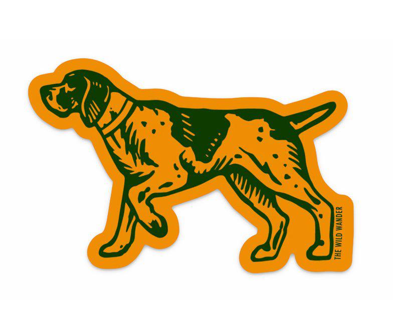 A Bird Dog Sticker with a dog on it by The Wild Wander.