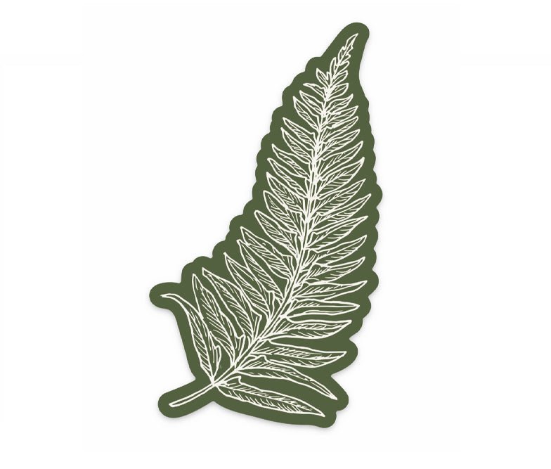 A green Fern Sticker on a white background by The Wild Wander.