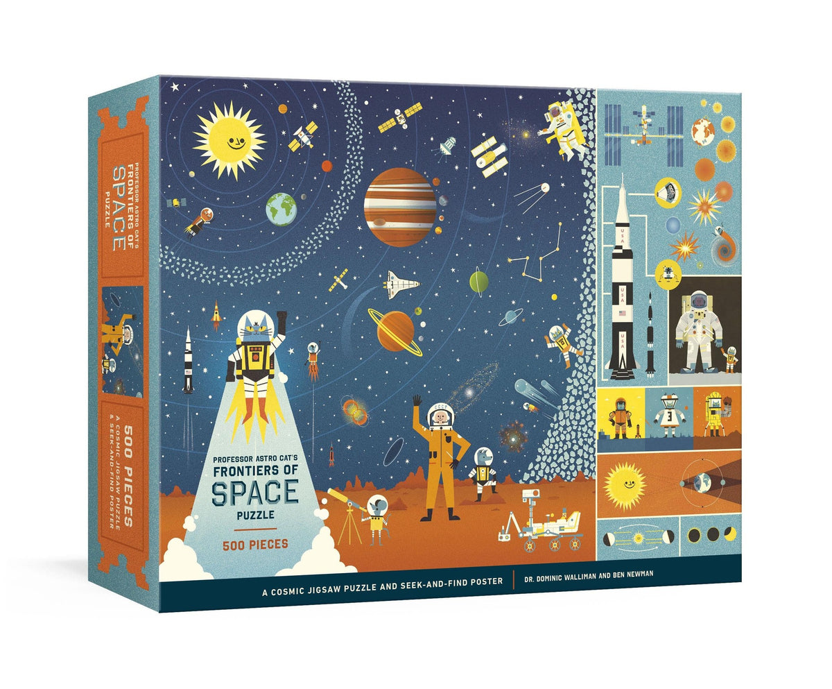 A box with a Professor Astro Cat&#39;s Frontiers of Space 500-Piece Puzzle by Penguin Random House.