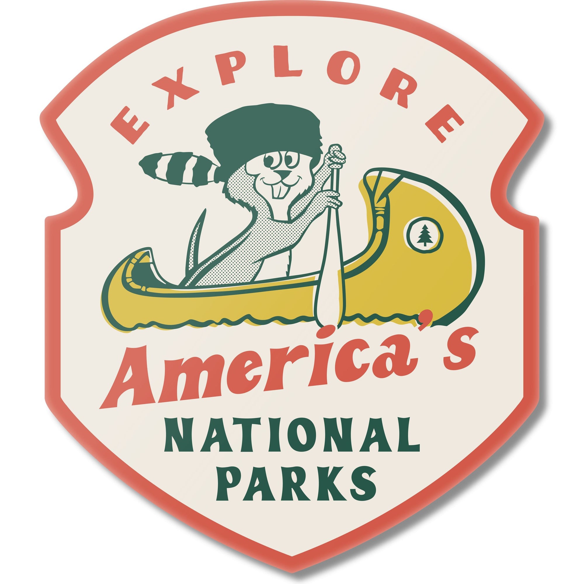 Explore America's National Parks with The Landmark Project's Paddle the Parks Magnet logo.