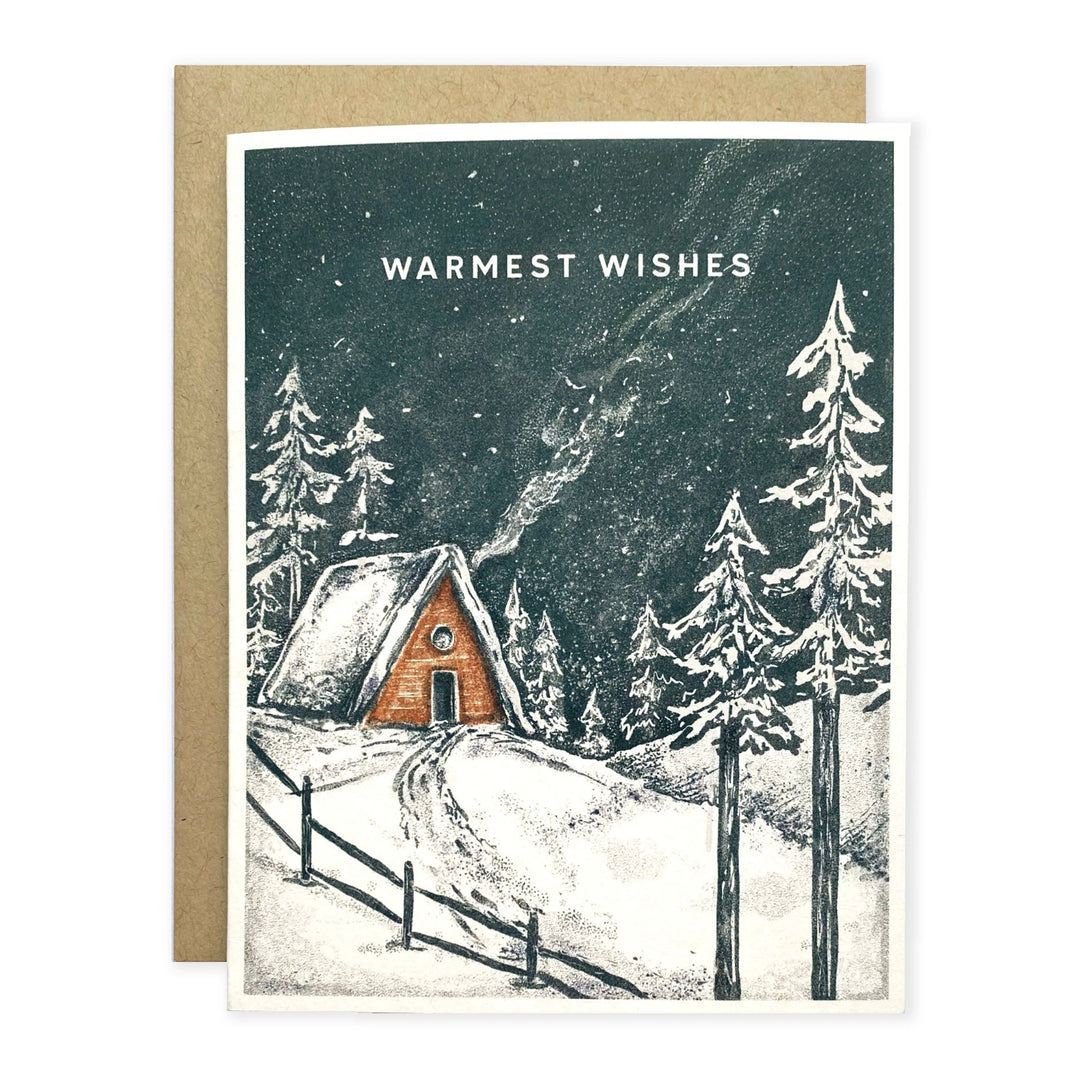 Warmest Wishes Cabin Greeting Card