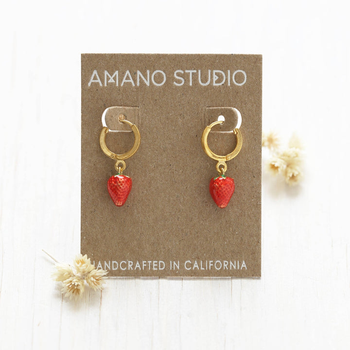 Strawberry Huggie Hoops