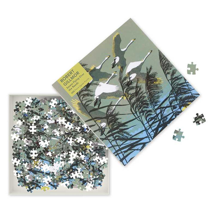 Jigsaw Puzzle Robert Gillmor: Swans Flying over the Reeds (500 pieces)