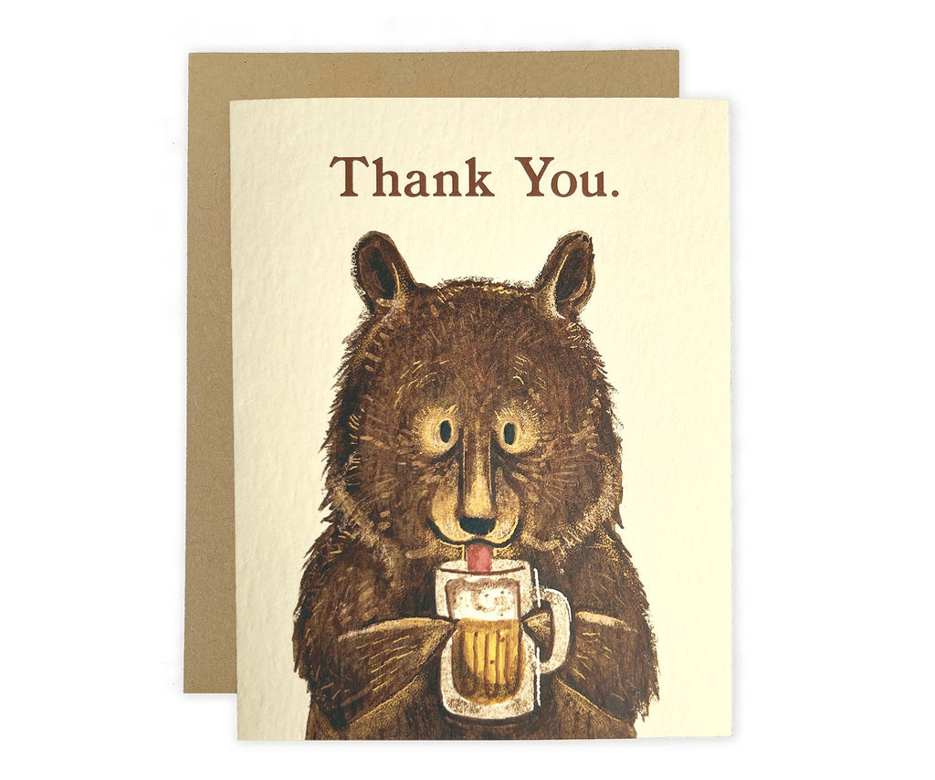 Beer Bear Thank You Greeting Card - The Wild Wander