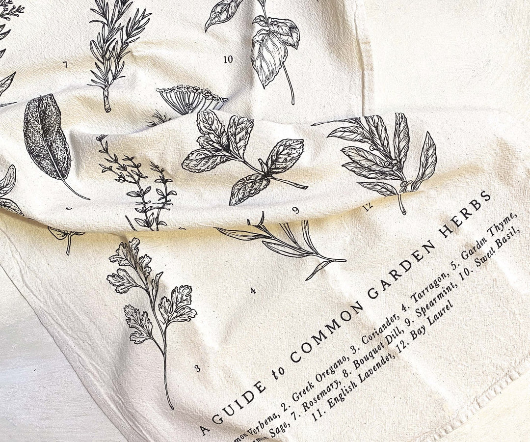 Garden Herbs Flour Sack Tea Towel