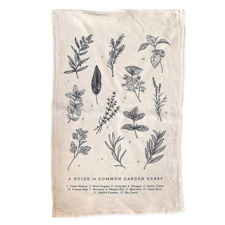 Garden Herbs Flour Sack Tea Towel