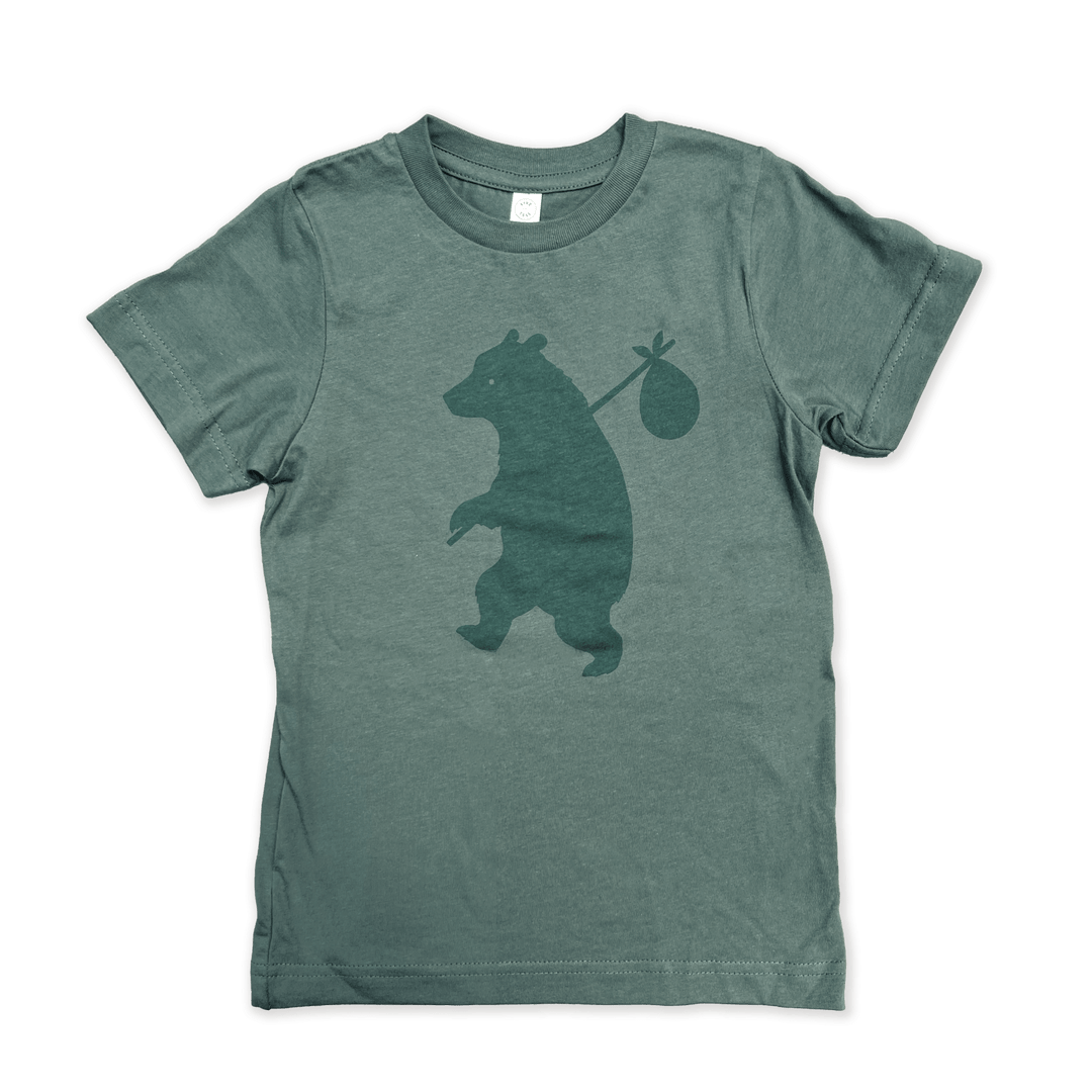 Wander Bear Kids T Shirt - Blue Spruce