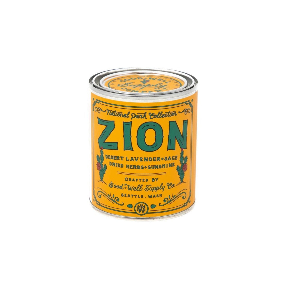 A tin of Good &amp; Well Supply Co.&#39;s Zion National Park Candle - Half Pint.