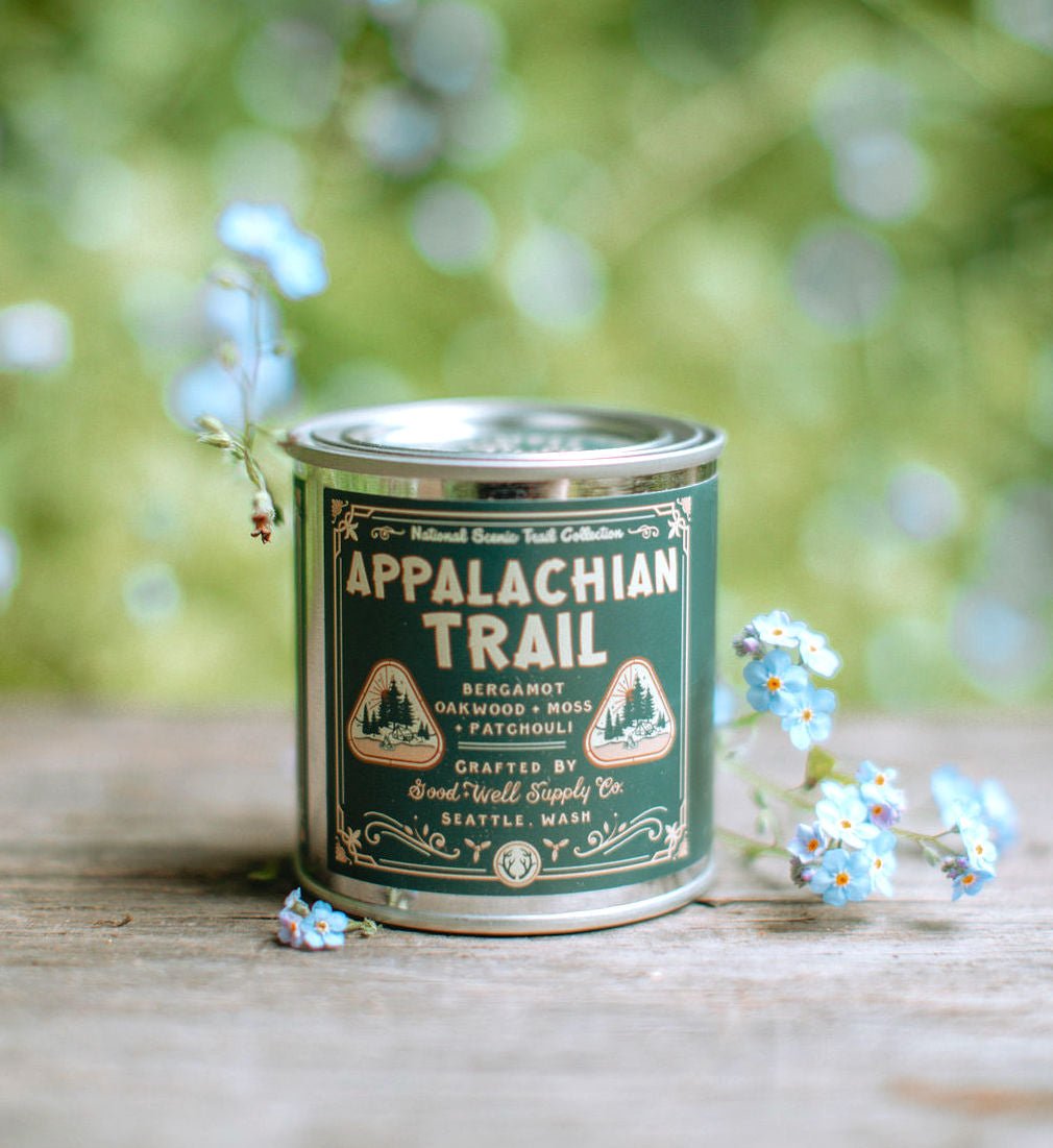 A tin of Appalachian Trail - National Scenic Trails Candle by Good &amp; Well Supply Co.