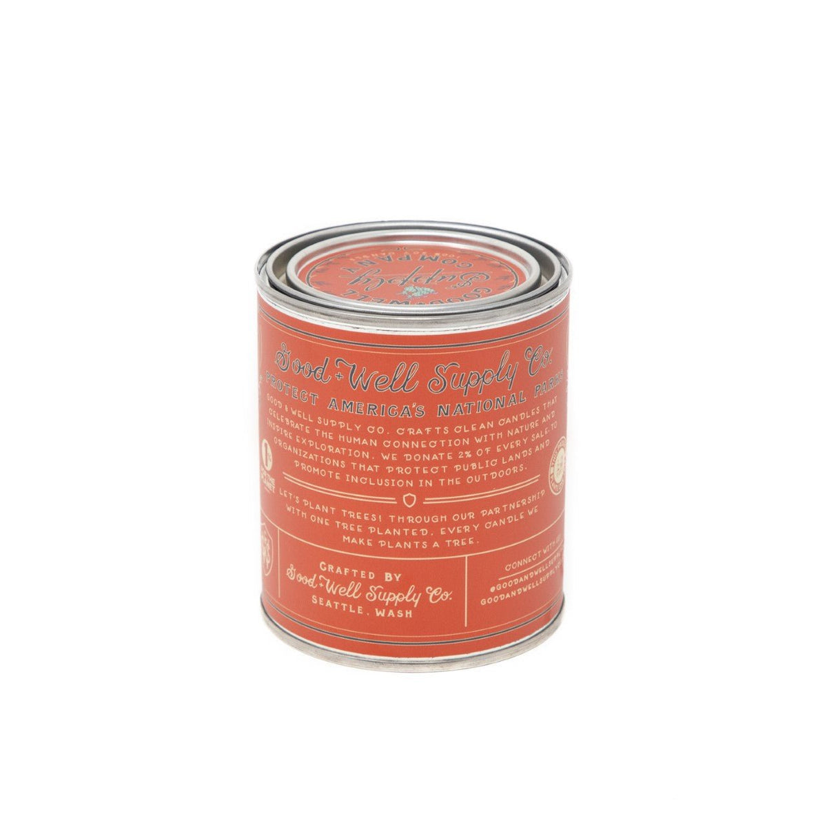 A Joshua Tree National Park Candle in a tin with a lid from Good &amp; Well Supply Co.