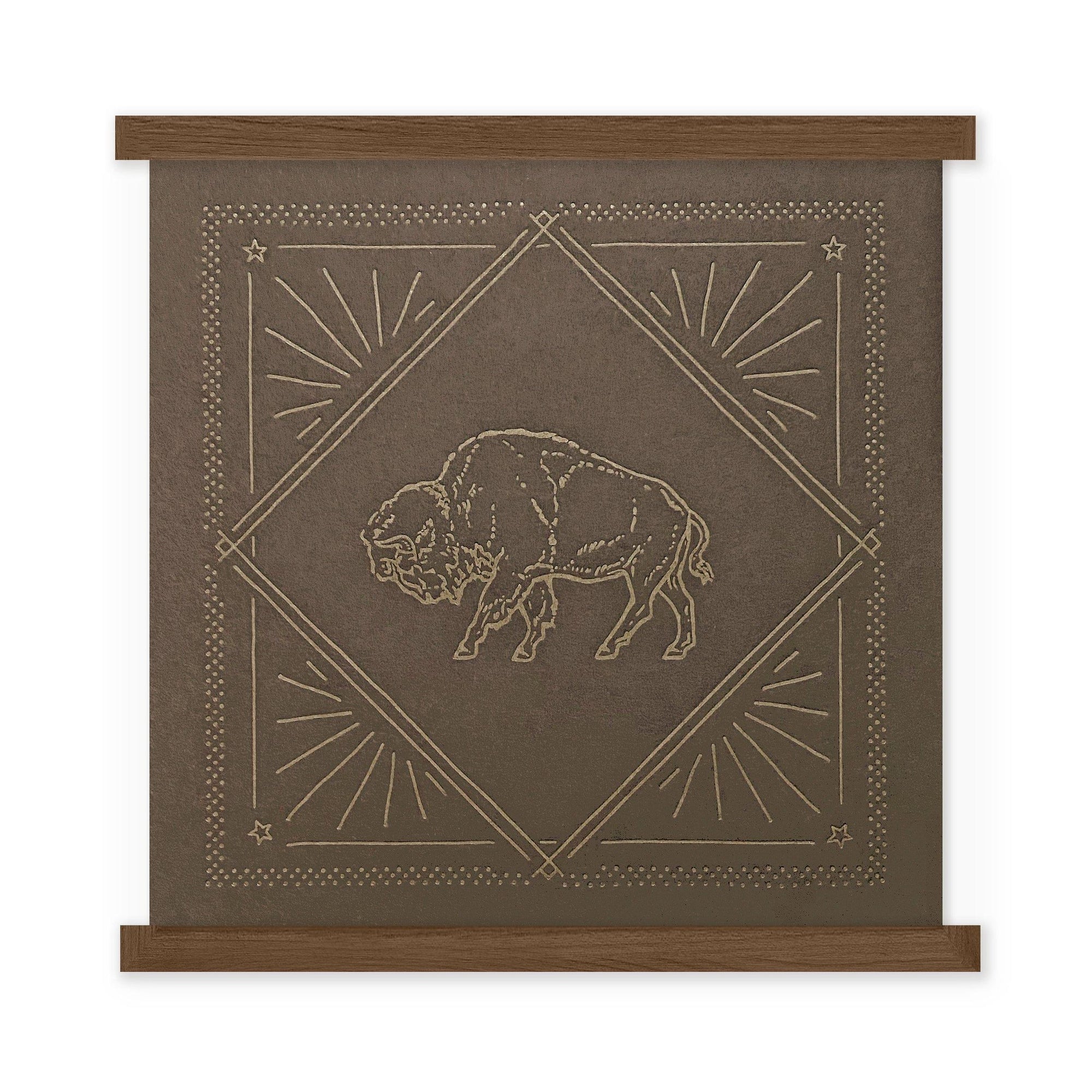 Brown and Gold Bison Letterpress Print by The Wild Wander.