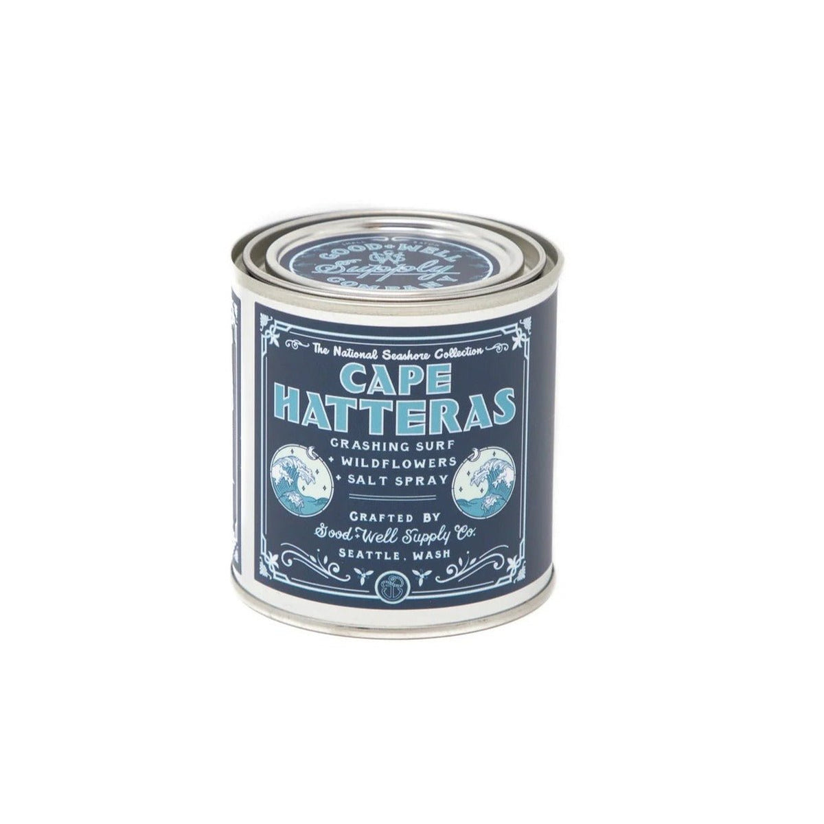 A tin of Cape Hatteras - National Seashores Candle by Good &amp; Well Supply Co..