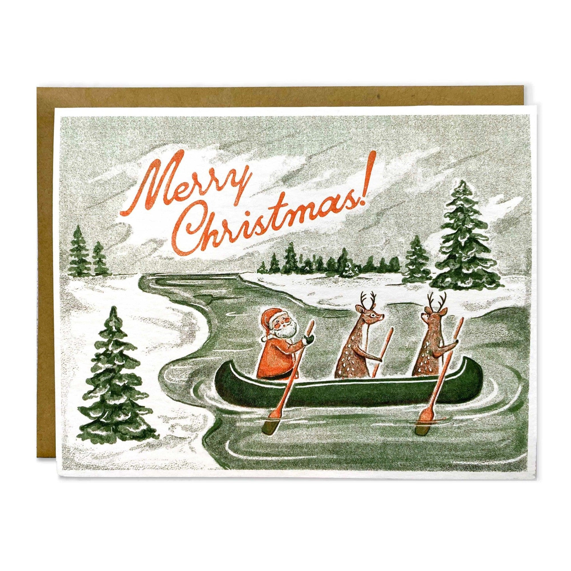 Santa Canoe Christmas Greeting Card The Wild Wander