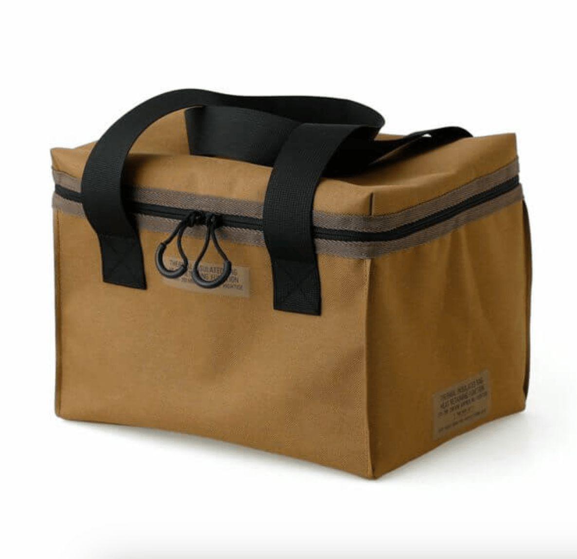 A Cooler Cargo Bag - M- Brown lunch bag with black handles by PENCO.