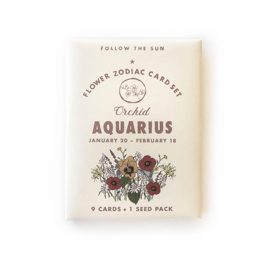 Flower Zodiac Sticker Card Set - Aquarius (Jan 20 - Feb 18) by Three Potato Four