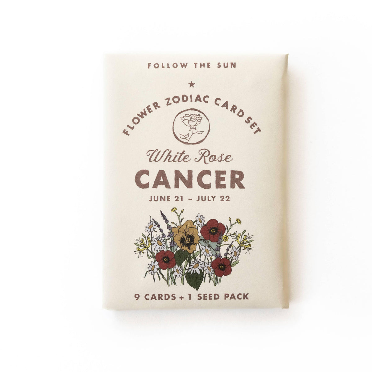 White Flower Zodiac Sticker Card Set - Cancer (June 21 - July 22) by Three Potato Four.