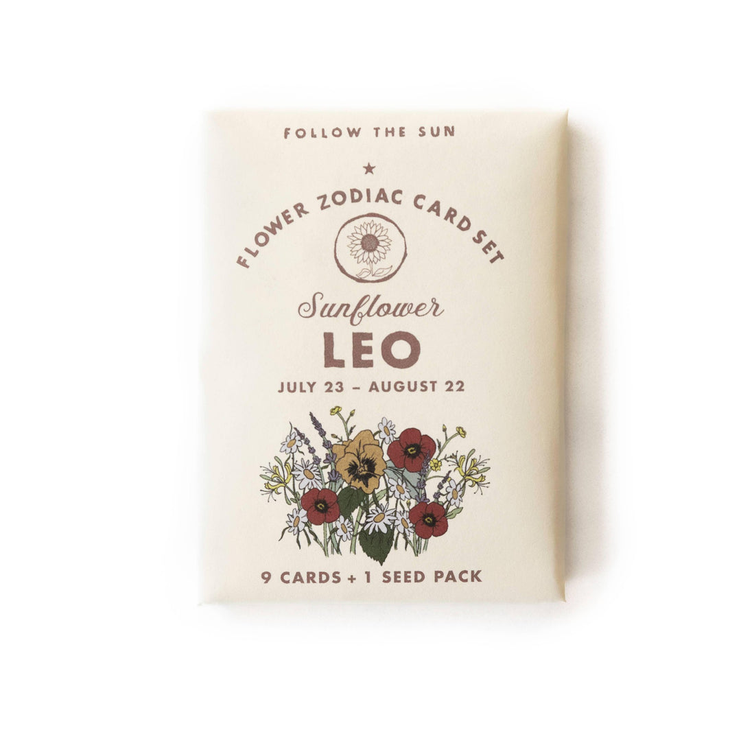 Flower Zodiac Sticker Card Set - Leo (July 23 - Aug 22) tarot cards by Three Potato Four.