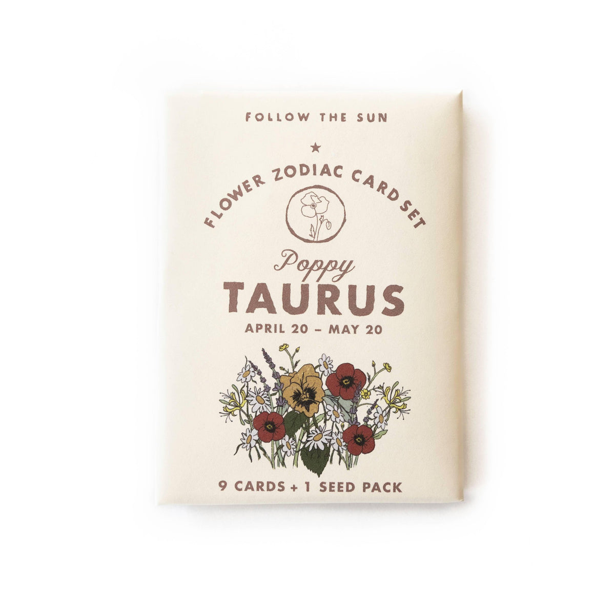 Three Potato Four&#39;s Flower Zodiac Sticker Card Set - Taurus (Apr 20 - May 20) - puppy taurus.