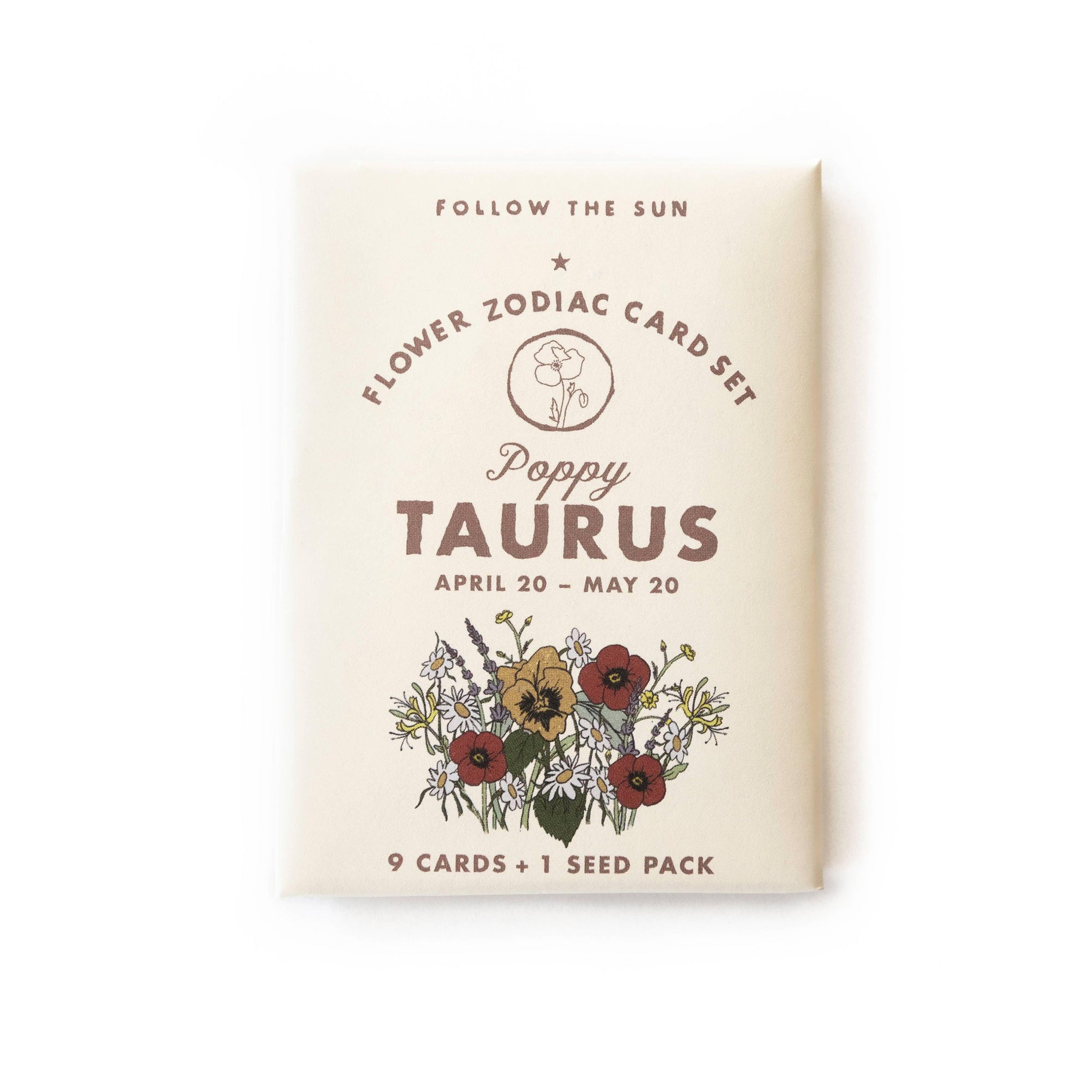 Three Potato Four's Flower Zodiac Sticker Card Set - Taurus (Apr 20 - May 20) - puppy taurus.