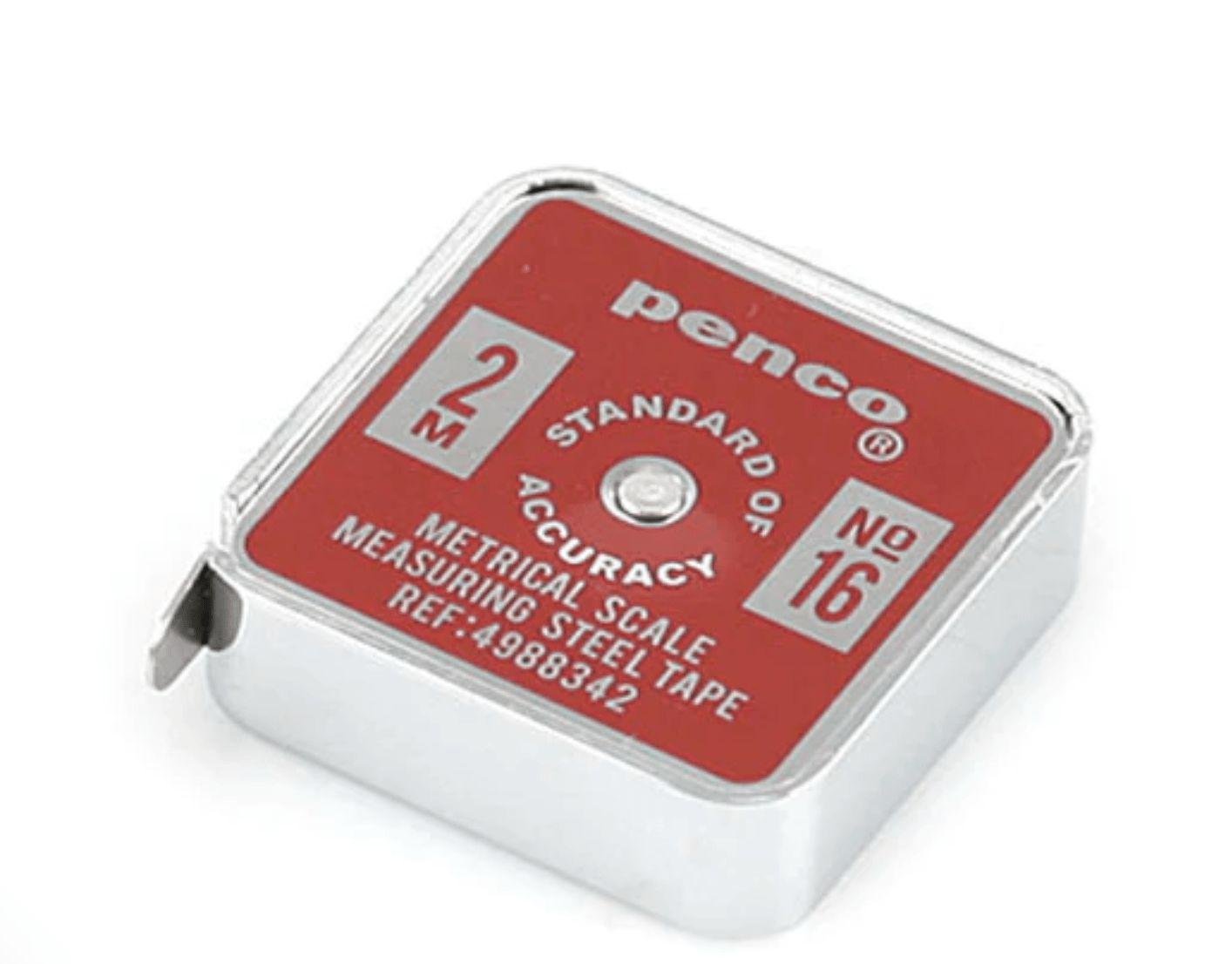 A small Pocket Metric Measure - Red with the brand name PENCO on it.