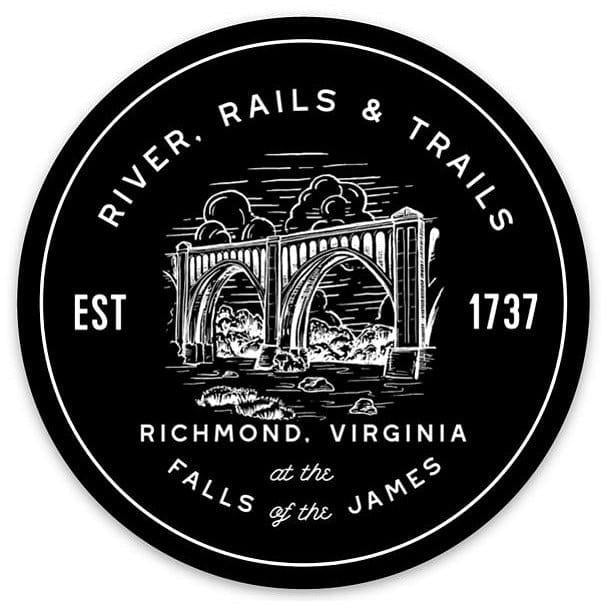 A River Rails &amp; Trails Richmond Sticker featuring The Wild Wander logo.