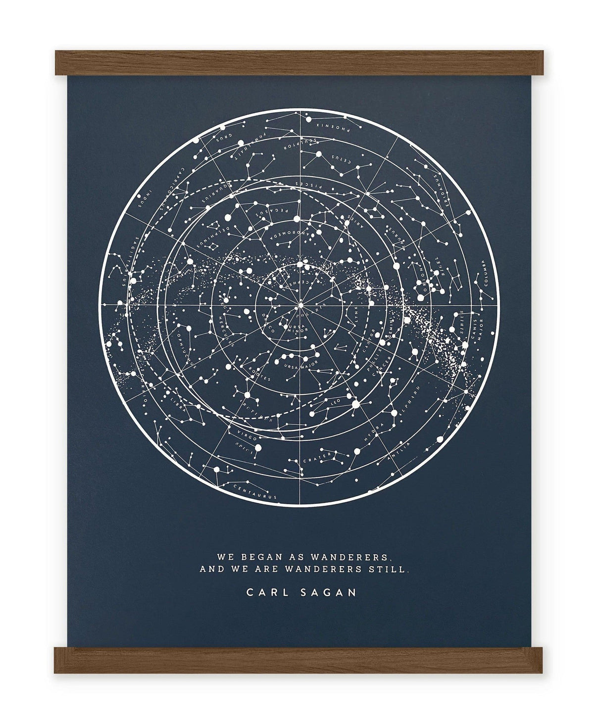 A  Carl Sagan Star Chart - Navy print of a constellation map by The Wild Wander.