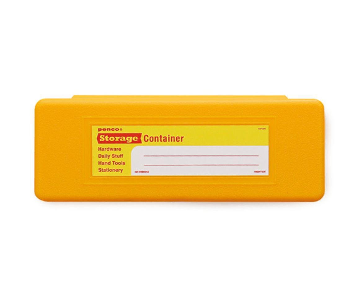 A PENCO Storage Container Pen Case - Yellow with a yellow label on it.