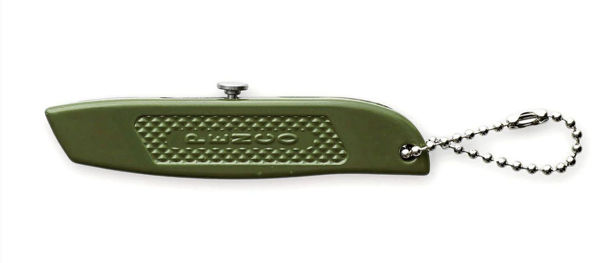 A PENCO Utility Knife - Khaki with a chain attached to it.